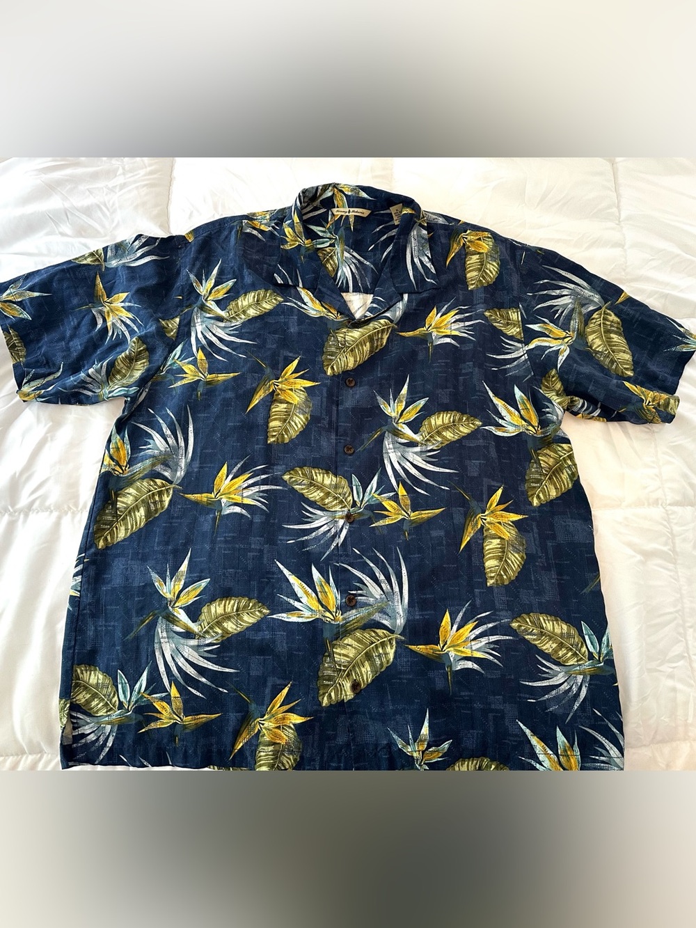 Tommy Bahama silk Navy Blue Tropical Hawaiian Shirt